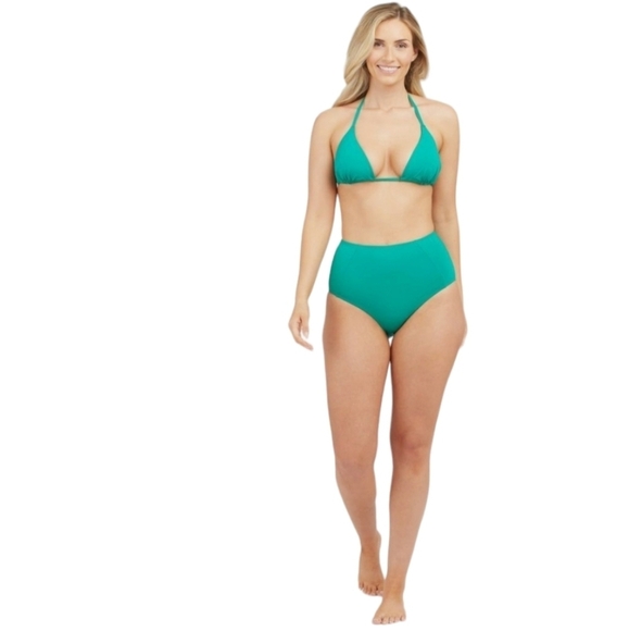 SPANX High Waisted Mystic Green Swim Brief Bikini Bottoms - Picture 1 of 6
